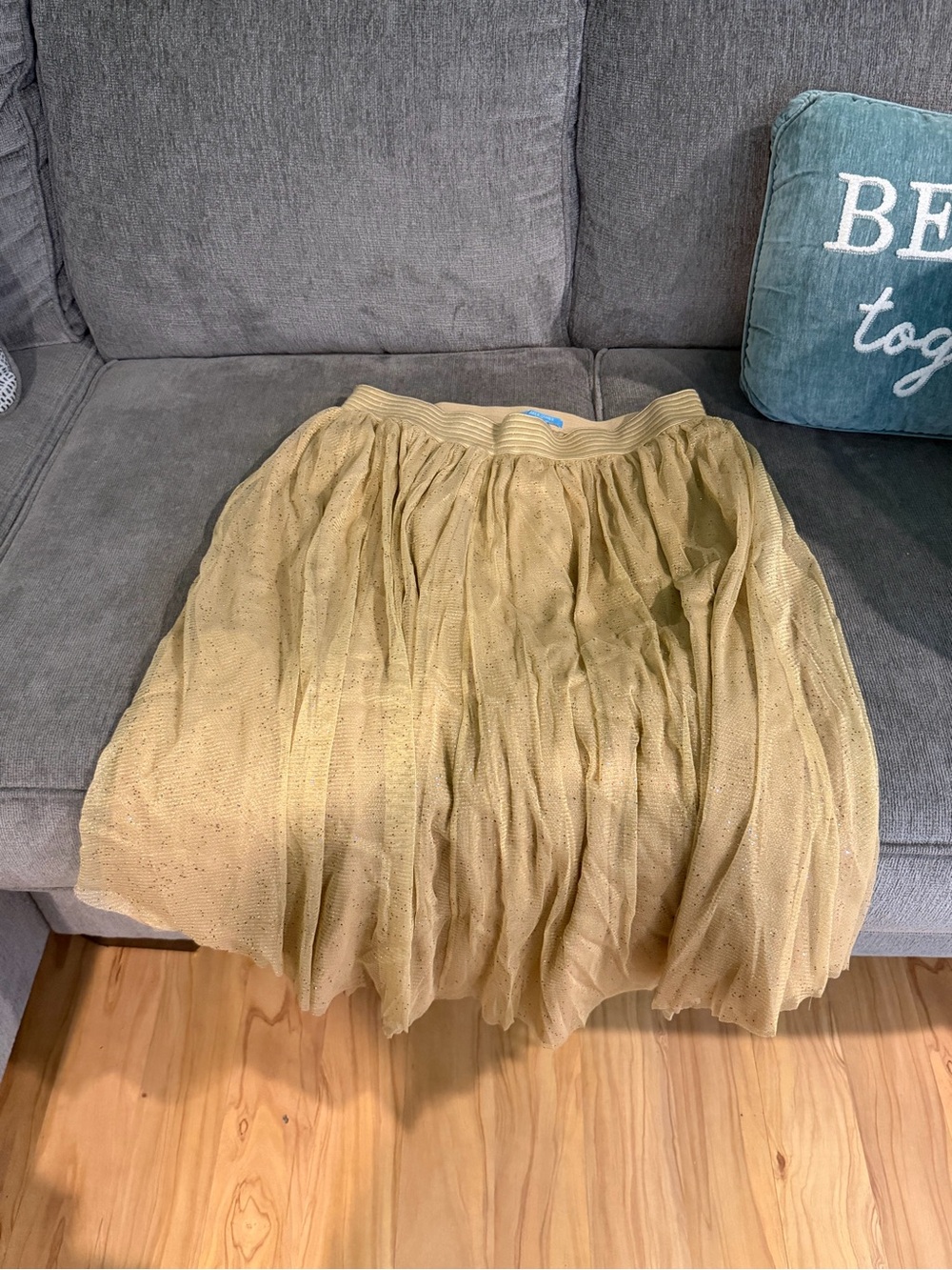 Draper James Pale Gold Glitter Tulle Bubble Skirt